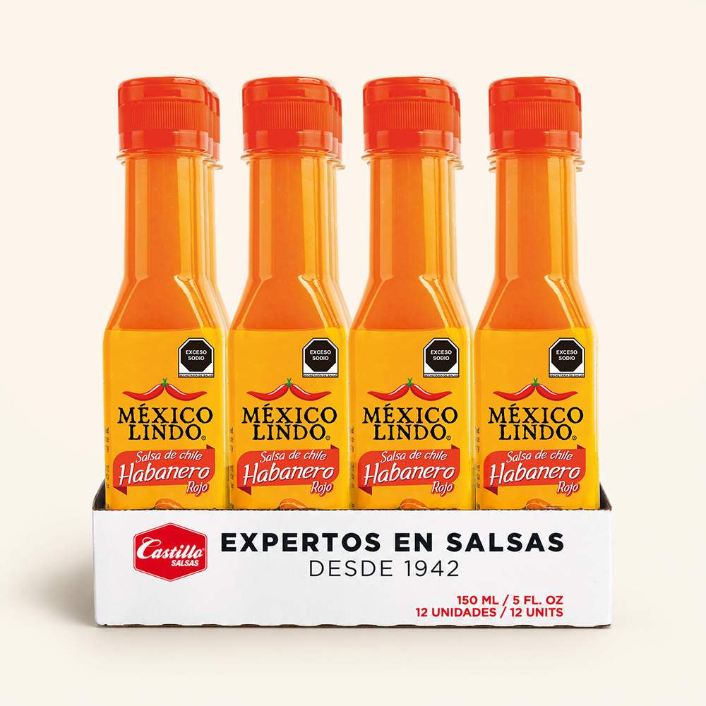 Salsa Habanero Rojo México Lindo 150 ml - Caja con 12 Piezas