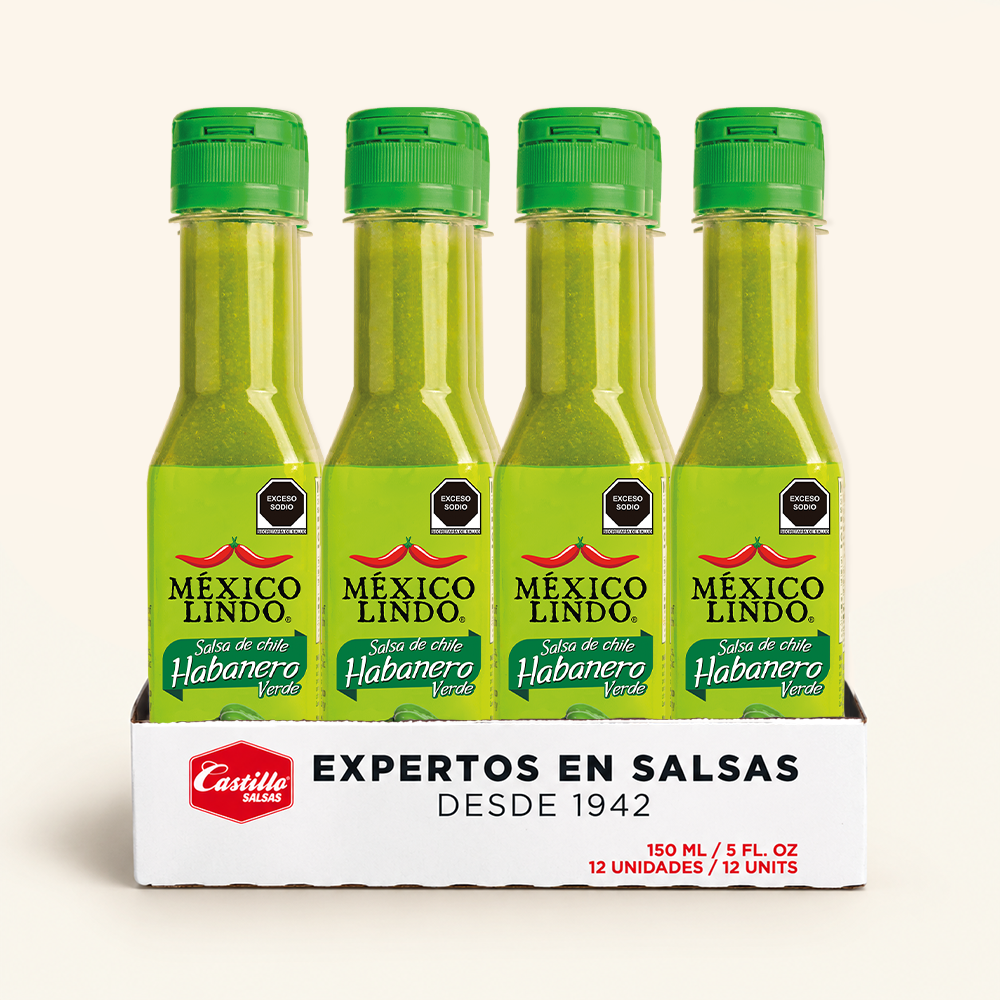 Salsa Habanero Verde México Lindo 150 ml - Caja con 12 Piezas