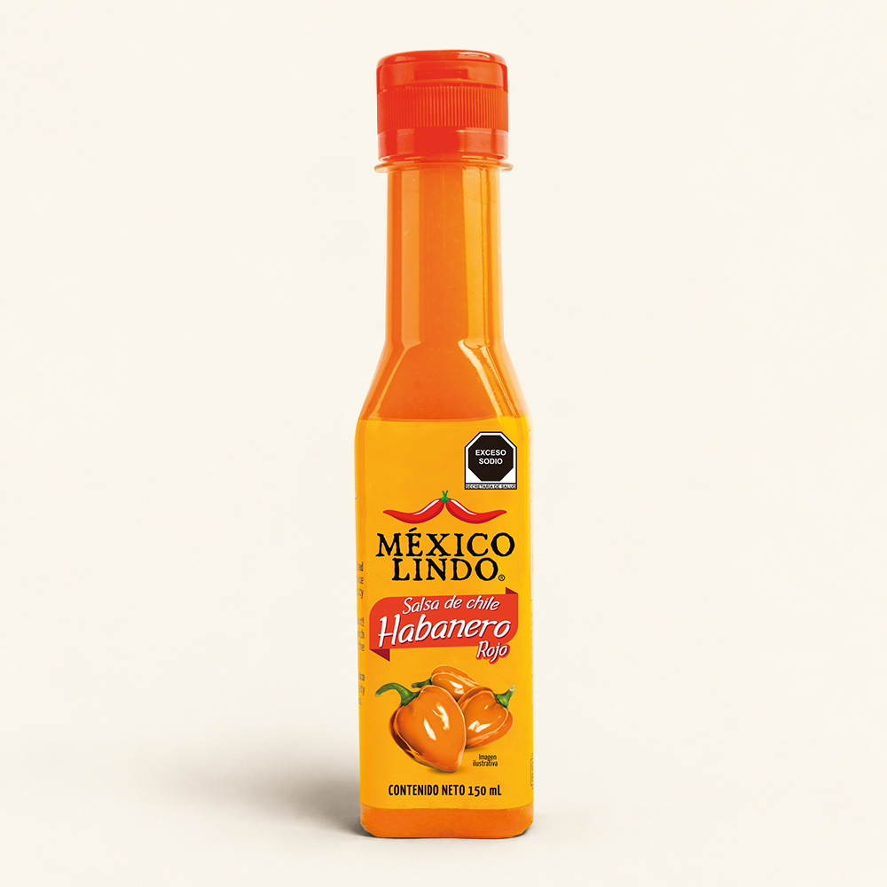 Salsa Habanero Rojo México Lindo 150 ml - Caja con 12 Piezas