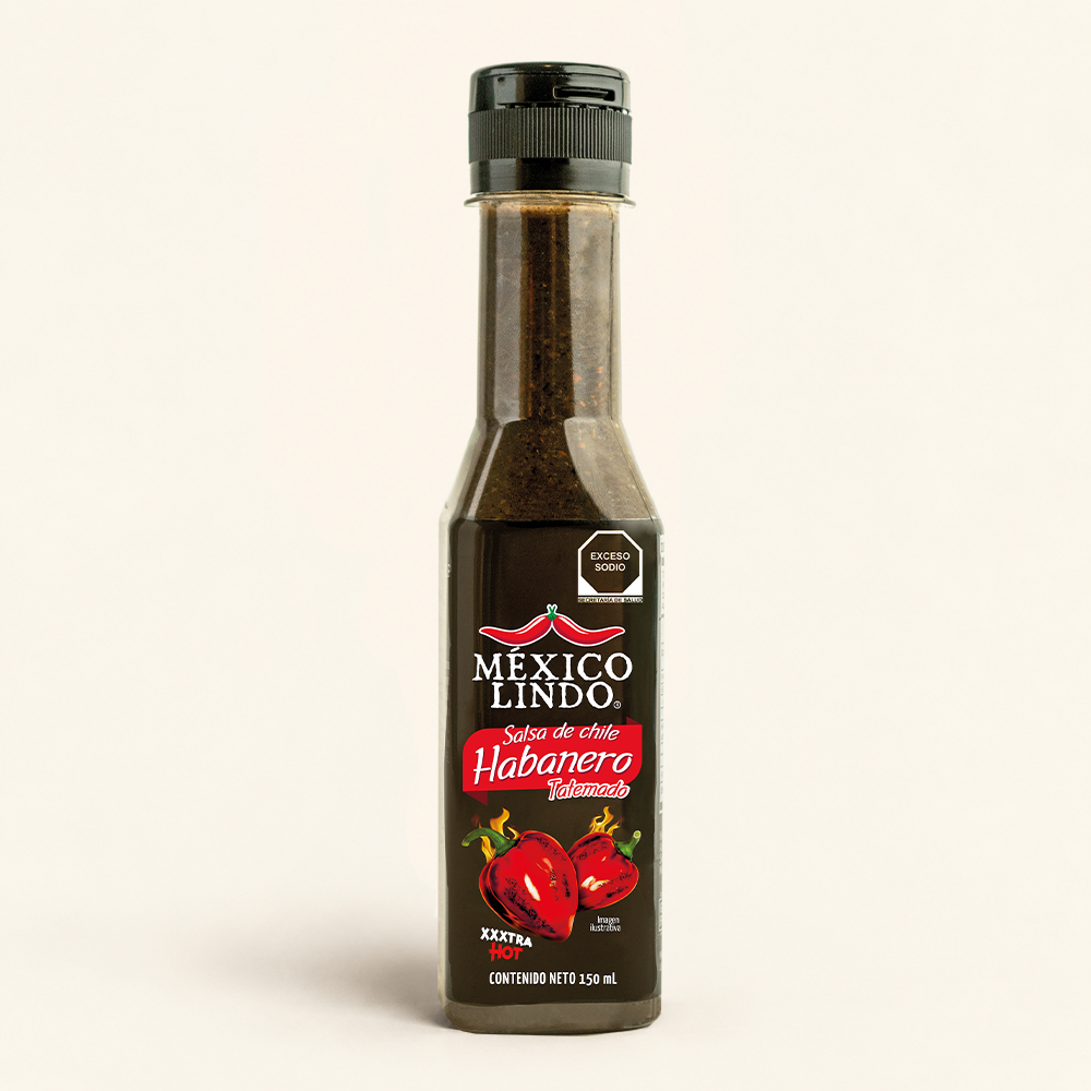 Salsa Habanero Tatemado México Lindo 150 ml - Caja con 12 Piezas
