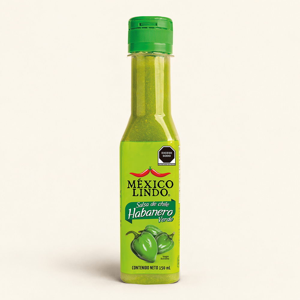 Salsa Habanero Verde México Lindo 150 ml - Caja con 12 Piezas