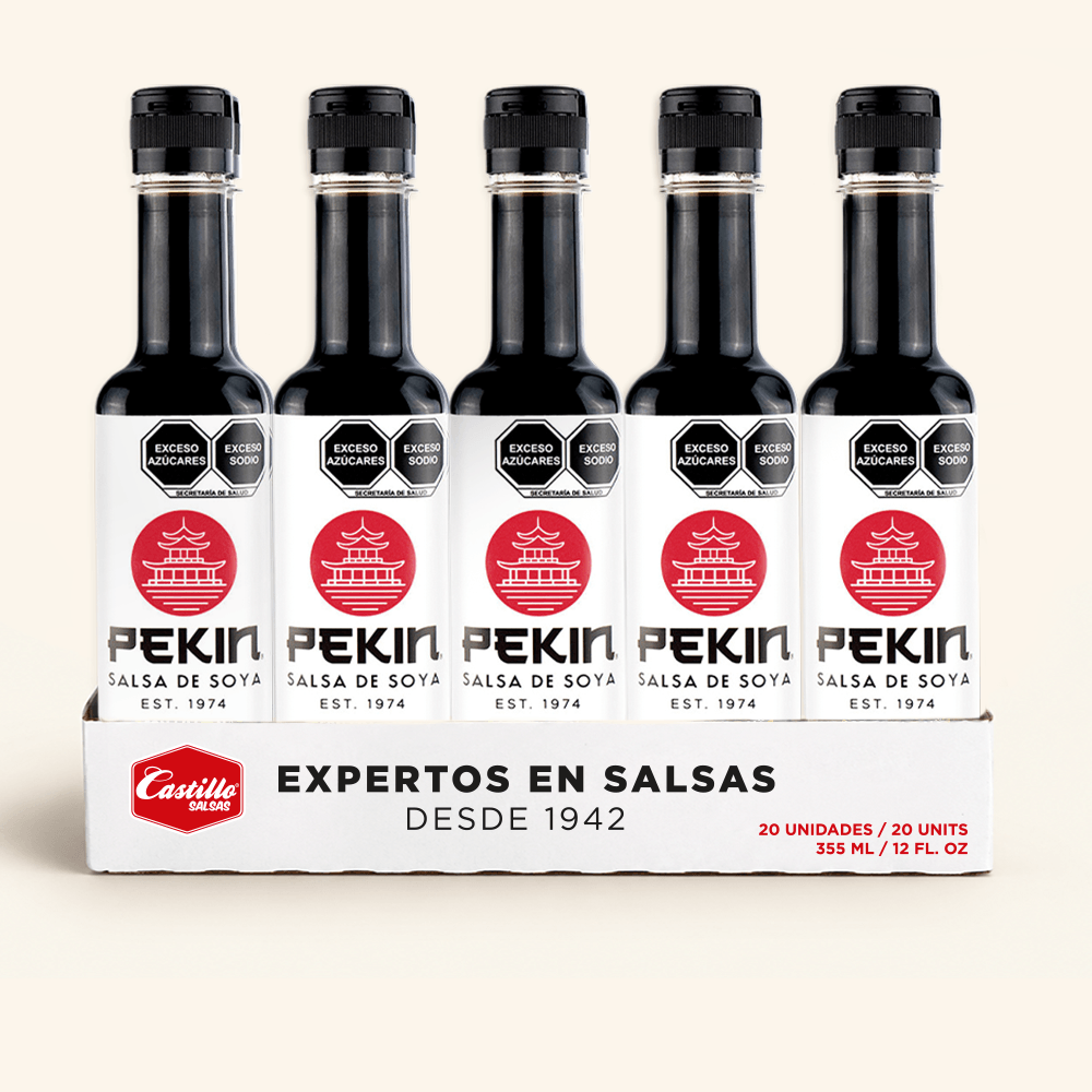 Salsa soya pekin de 355ml en caja de 20 unidades